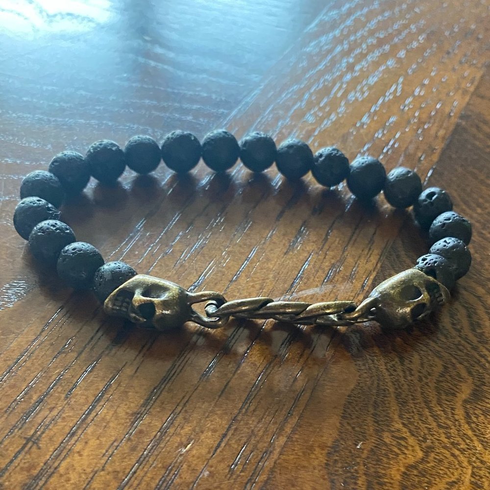 Skull and Natural Stone Bracelet